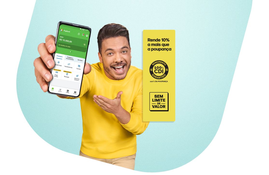 Mude para o PagBank, rende sem você fazer nada e sem limite de valor