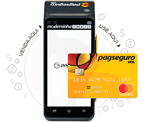 Moderninha Smart PagSeguro com Cartão Pré-Pago Internacional PagSeguro de graça