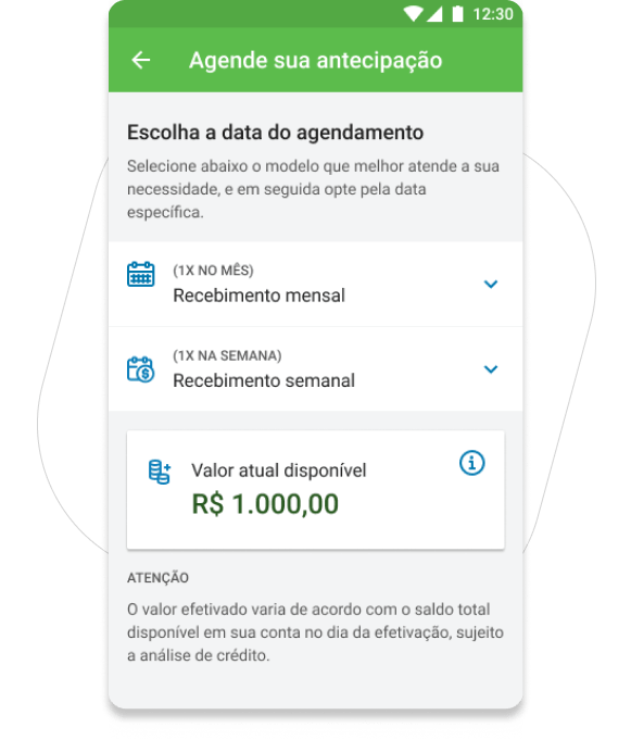 Selecione a frequência, confira os dados e clique em Confirmar agendamento