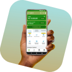 Mão segurando um smartphone com a tela aberta no aplicativo PagBank.