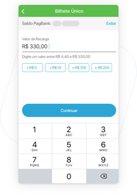 Selecione o valor e depois toque em Continuar