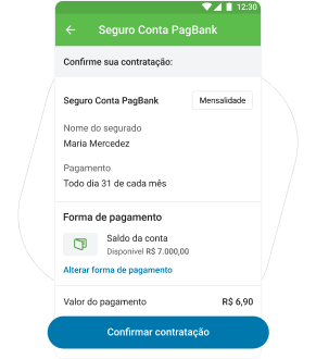 Imagem de um celular com o aplicativo PagBank como exemplo
