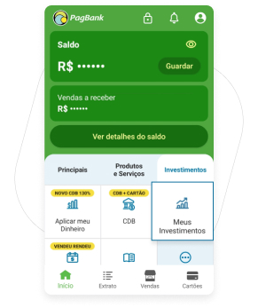 No super app PagBank, em Produtos e Serviços acesse Empréstimos Consignados