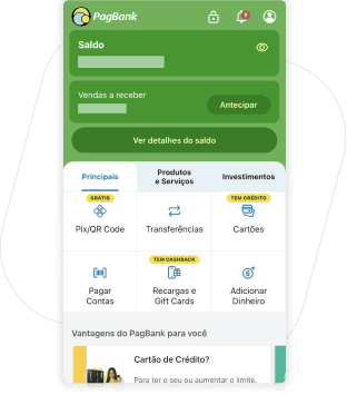 Imagem do app PagBank com o aba de Recargas selecionada