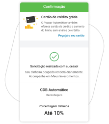 Pronto! Agora o Poupar Automático está ativo na sua conta!