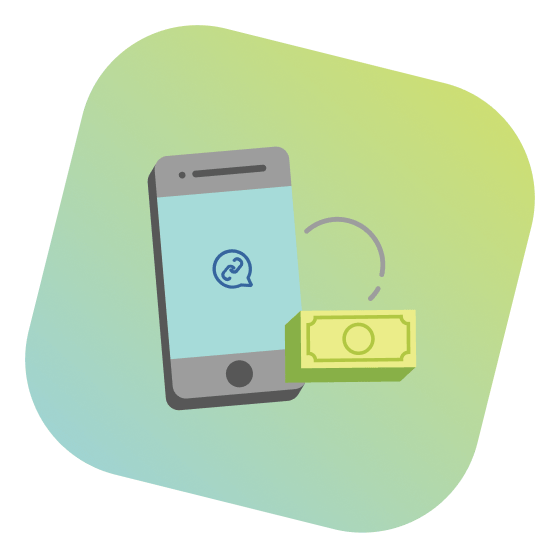 Imagem de um smartphone representando um link de pagamento