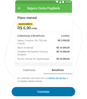 Imagem de um celular com o aplicativo PagBank como exemplo