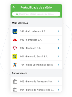 Selecione o banco onde sua empresa paga seu salário.