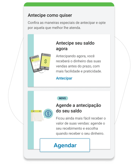 No campo Agende a antecipação do seu saldo, clique em agendar