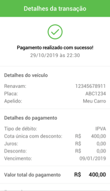 Tela aplicativo PagBank, pagamento do IPVA, passo 4