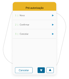 No Menu da Moderninha, selecione Opções e serviços e em seguida Pré-Autorização