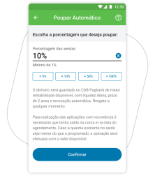 Escolha poupar a partir das vendas e defina um percentual