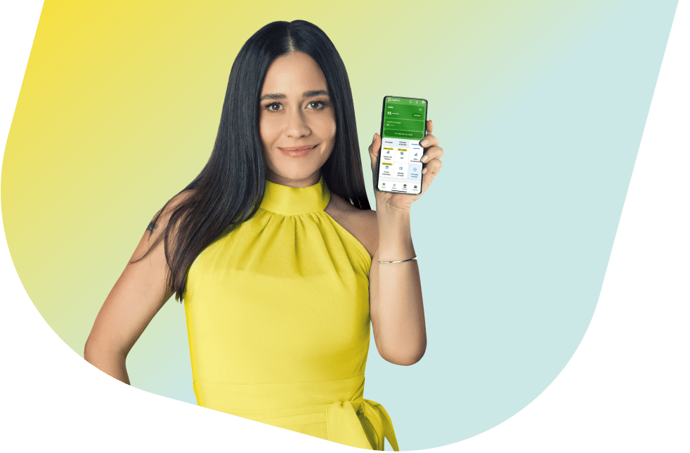 Alessandra Negrini com o aplicativo PagBank