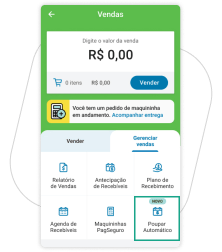 Na aba Gerenciar vendas, clique em Poupar Automático