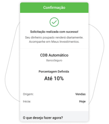 Pronto! Agora o Poupar Automático está ativo na sua conta!