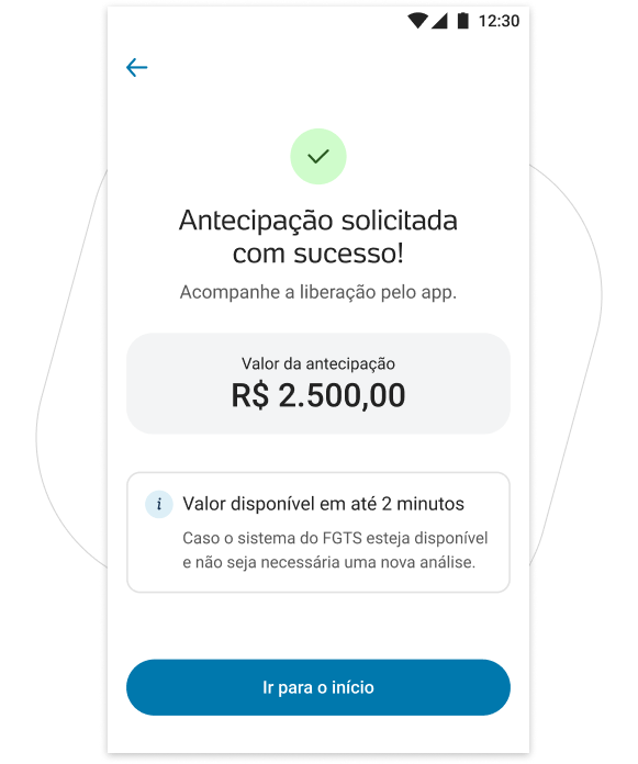Confirmação da antecipação do saque-aniversário FGTS realizada no app PagBank.
