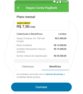 Imagem de um celular com o aplicativo PagBank como exemplo