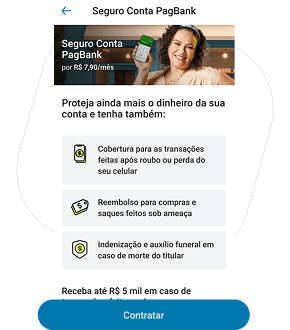 Imagem de um celular com o aplicativo PagBank como exemplo