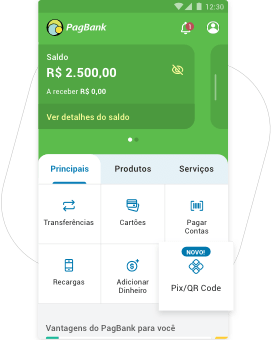 Acesse o App PagBank e clique em Pix.